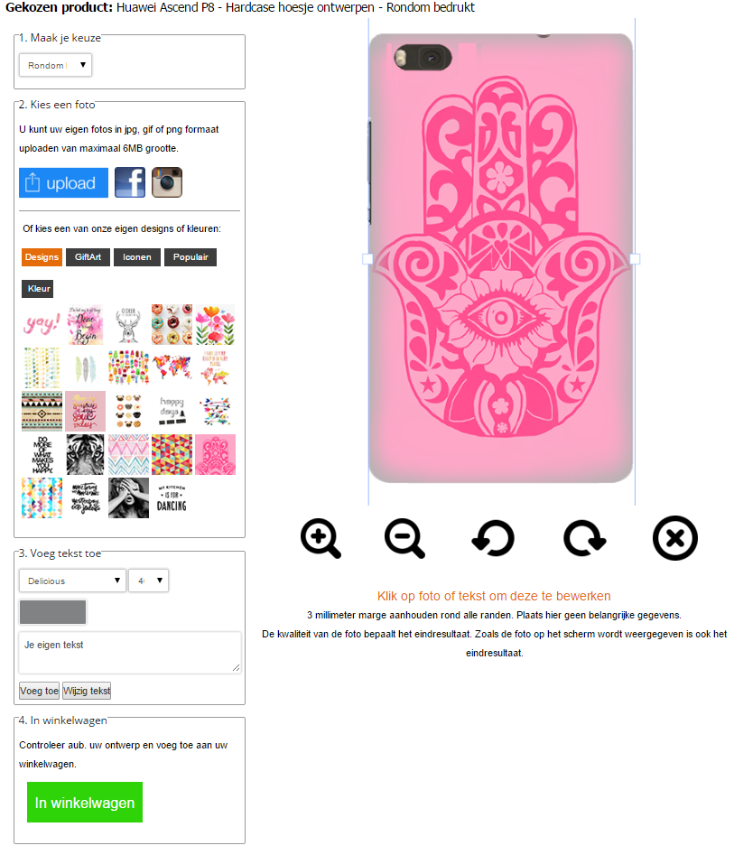 Huawei Ascend P8 Hardcase hoesje ontwerpen rondom bedrukt