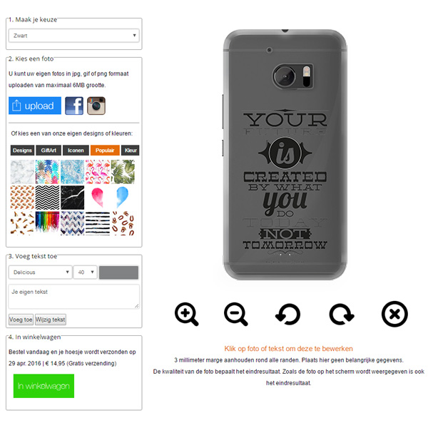 HTC 10 hardcase hoesje maken zwart