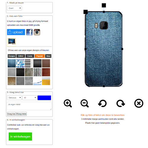 HTC One M9 Hardcase hoesje ontwerpen met foto zwart